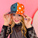 Orange & Gray Polka Dot Hat