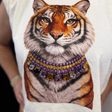 PREORDER: Jewel Collared Tiger Muscle Tee (Cream)