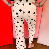 White Polka Dot Straight Leg Pants