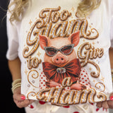 Too Glam To Give A Ham Brooch Tee (White)