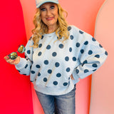 Blue Polka Dot Crop Sweatshirt