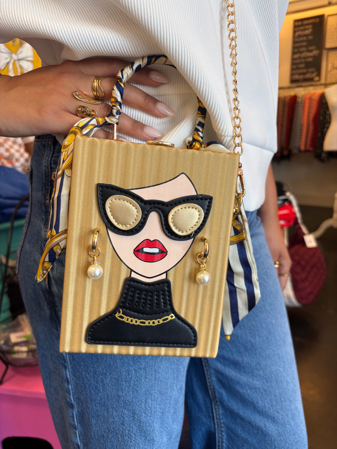 Gold Retro Lady Crossbody