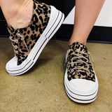 Leopard Lace-Up Sneakers