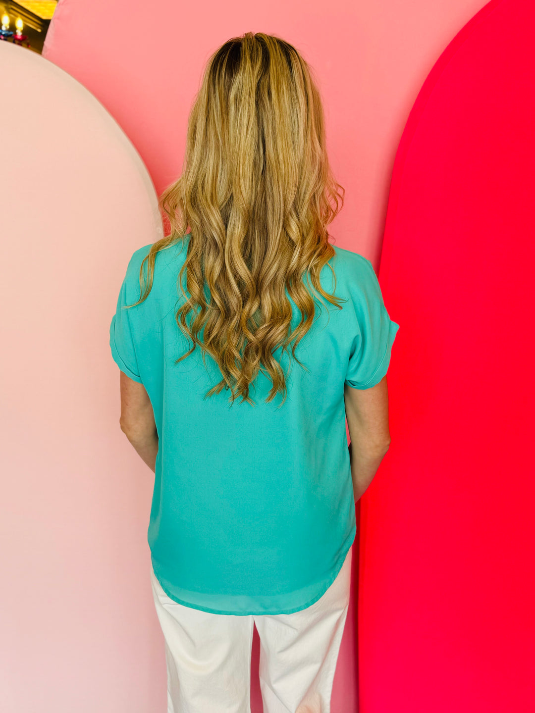 Whitney Turquoise Woven Blouse