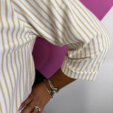 Taupe Striped Collared Shirt Dress