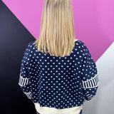 Navy & Cream Polka Dot Sweater