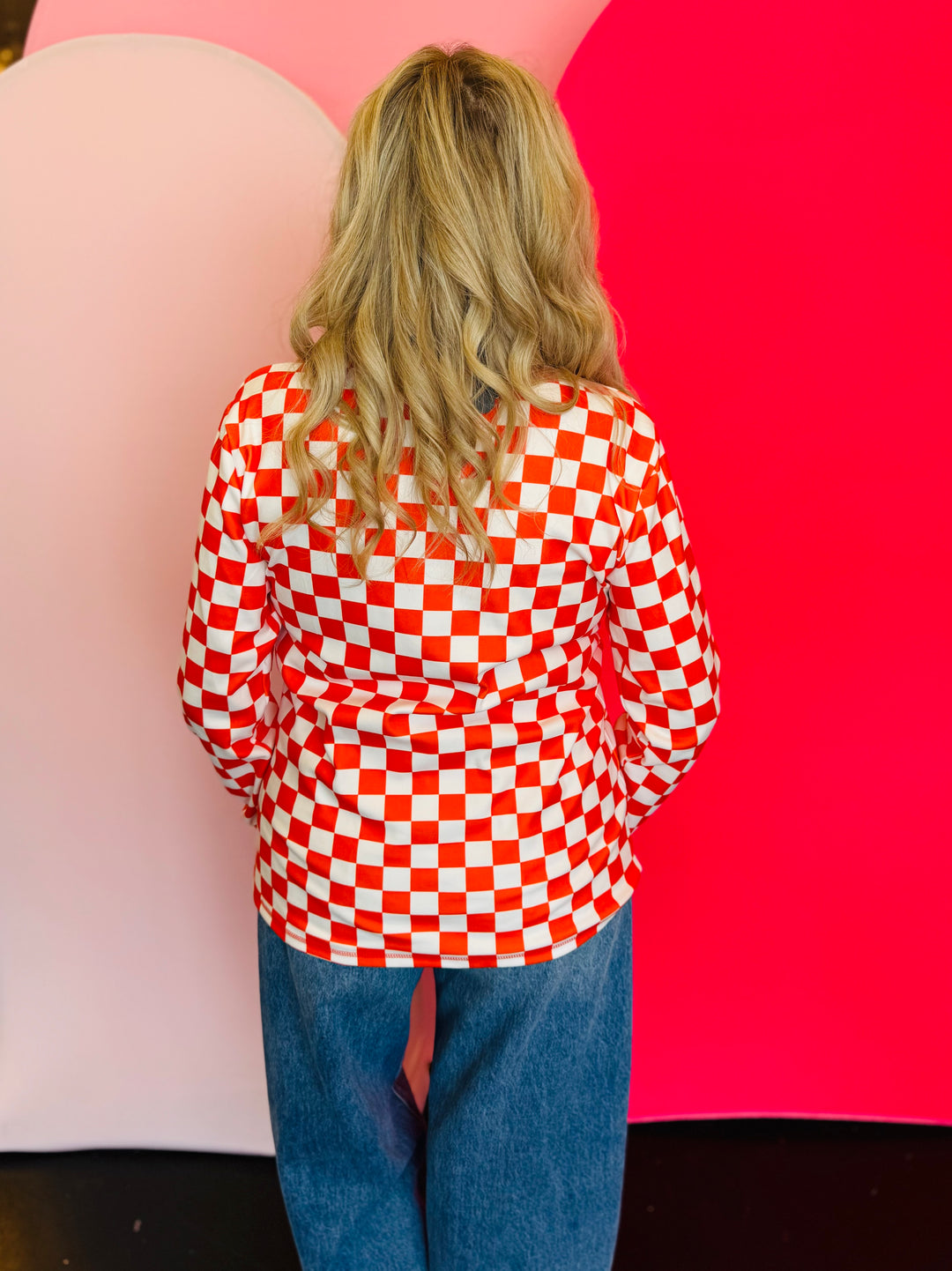 Orange & White Checkered Pep Rally Pullover