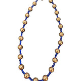 Gold & Blue Beaded Necklace (Water Resistant)