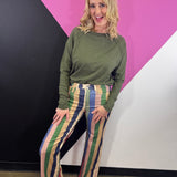 Multicolor Stripe Wide Leg Pants