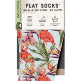 Flamazing FLAT SOCKS with pink flamingo print, hypoallergenic cotton fabric, and non-slip comfort.