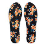 Peachy rose floral FLAT SOCKS with trim-to-fit design and breathable BK mesh top fabric.