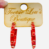 Red Rhinestone Hoop Earrings