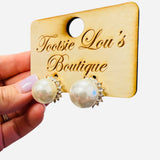 Pearl Crown Stud Earrings