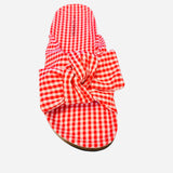 Gingham Bow Slide Sandals