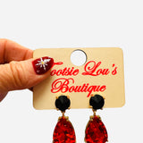 Orange & Black Rhinestone Dangle Earrings