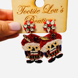 Beaded Santa Nutcracker Earrings