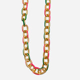 Pink & Green Link Chain Necklace