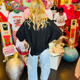 Black Waffle Knit Top