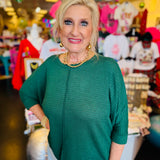 Dark Green Waffle Knit Top