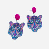 Tiger Beaded Stud Dangle Earrings