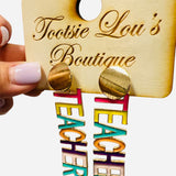 Rainbow Teacher Drop Earrings