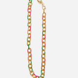 Pink & Green Link Chain Necklace