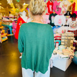 Dark Green Waffle Knit Top