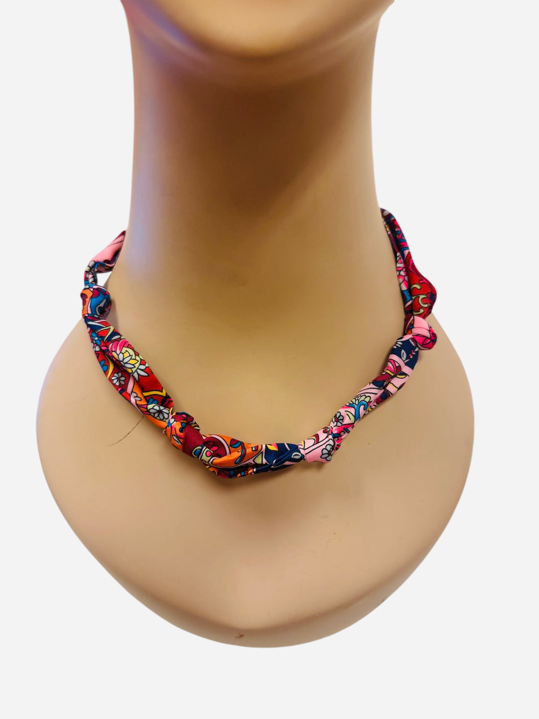 Pink Floral Scarf Necklace
