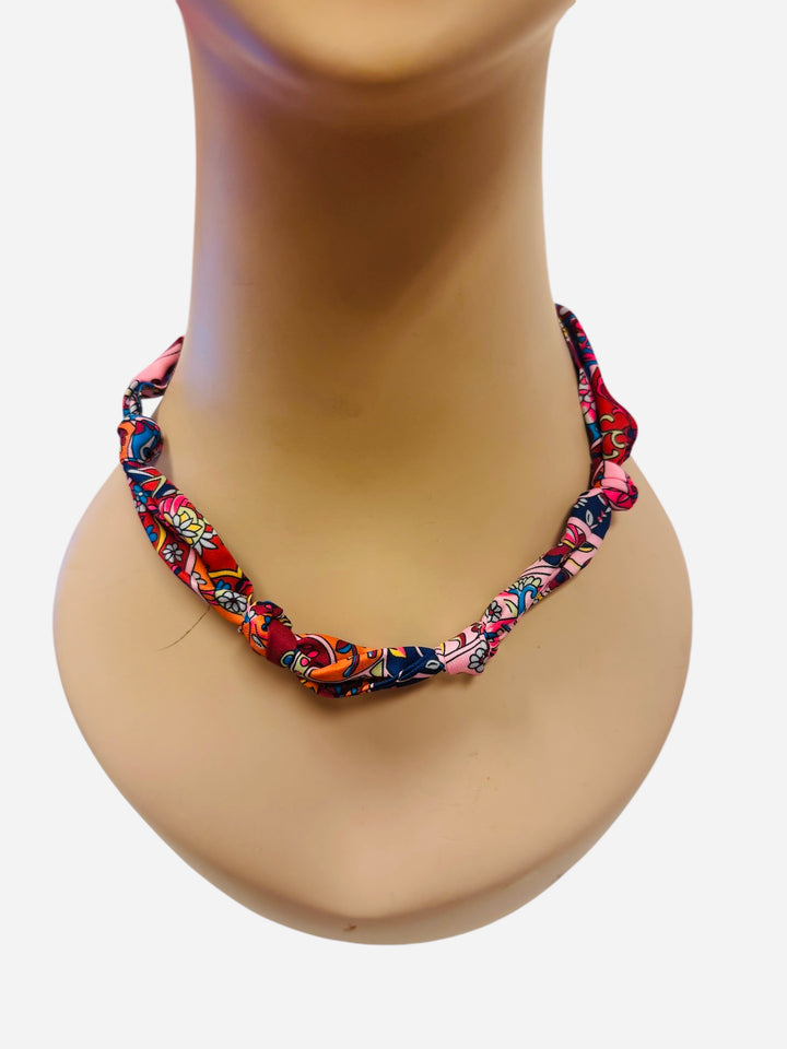 Pink Floral Scarf Necklace