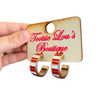 Red & White Enamel Hoops (Water Resistant)