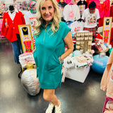 Kelly Green Quarter Zipper Mini Dress