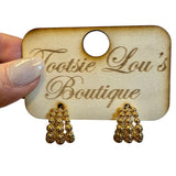 Gold Triple Beaded Hoop Earrings