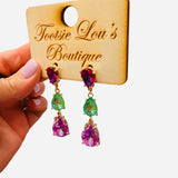Three Stone Drop Earrings
