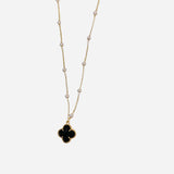 Black Clover Pearl Charm Necklace