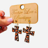 Leopard Cross Dangle Earrings