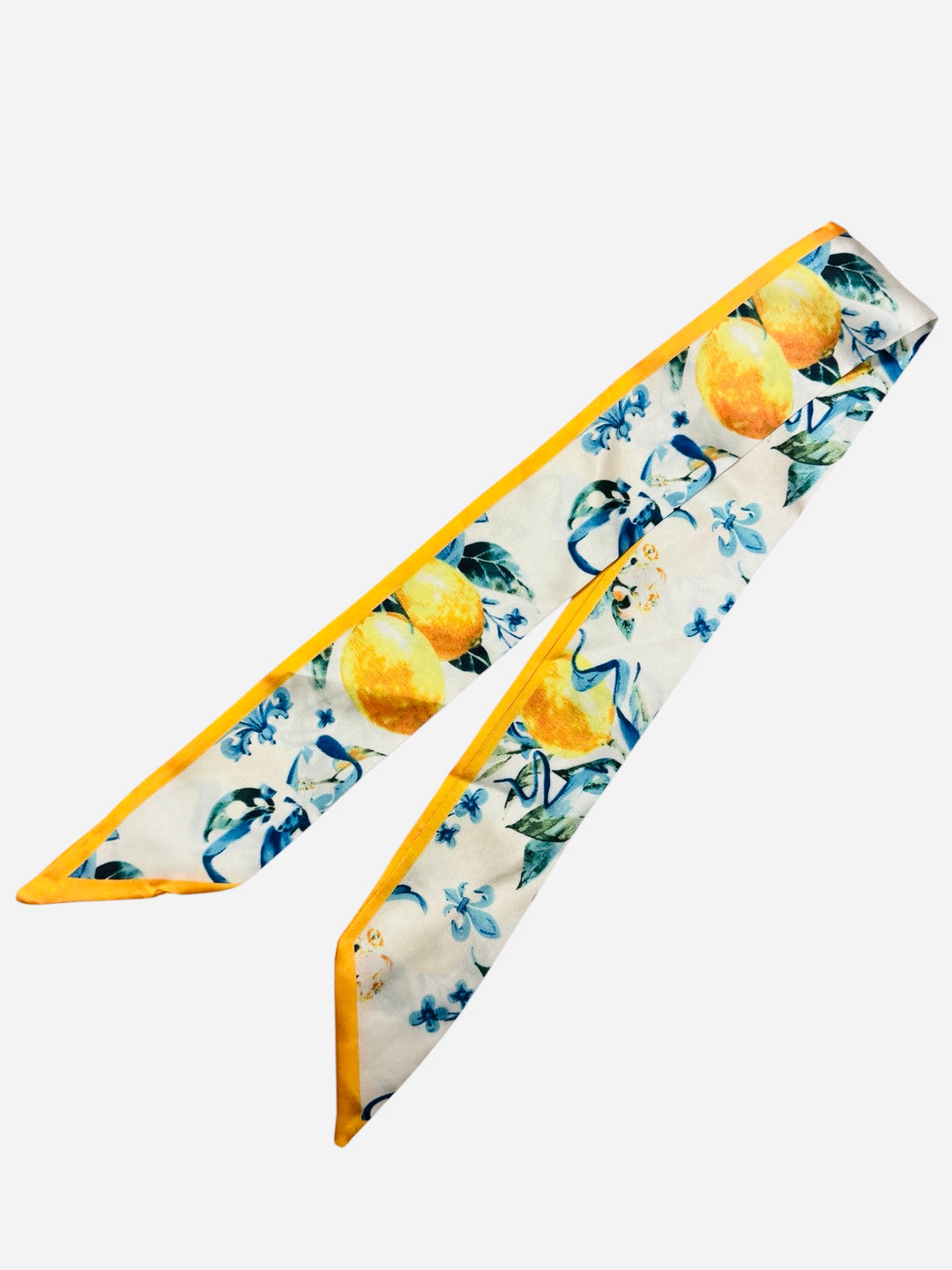 Lemons and chic blue print scarf tie