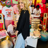 Black Waffle Knit Top