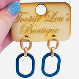 Blue & Gold Oblong Earrings