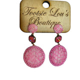 Pink Woven Bead Earrings