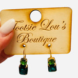 Green & Emerald Rhinestone Earrings