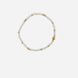 Locked White Glimmer Gold Filled Beaded Bracelet (waterproof)