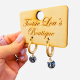 Blue Porcelain Charm Hoops