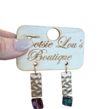 Hammered Gold & Iridescent Dangle Earrings