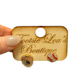 Gold Mitt & Rhinestone Baseball Studs