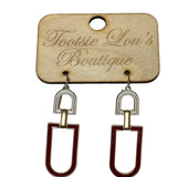 Burgundy & White Latch Earrings