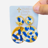 Gameday Blue & White Dangle Earrings