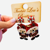 Beaded Santa Nutcracker Earrings