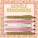 Set of five pens featuring uplifting messages about grace, self-worth, encouragement, and confidence.
