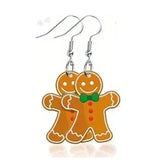 Lightweight acrylic gingerbread earrings with detailed icing and festive holiday design.