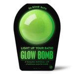 Green Glow Bath Bomb with honeydew scent and glowing hidden surprise inside.